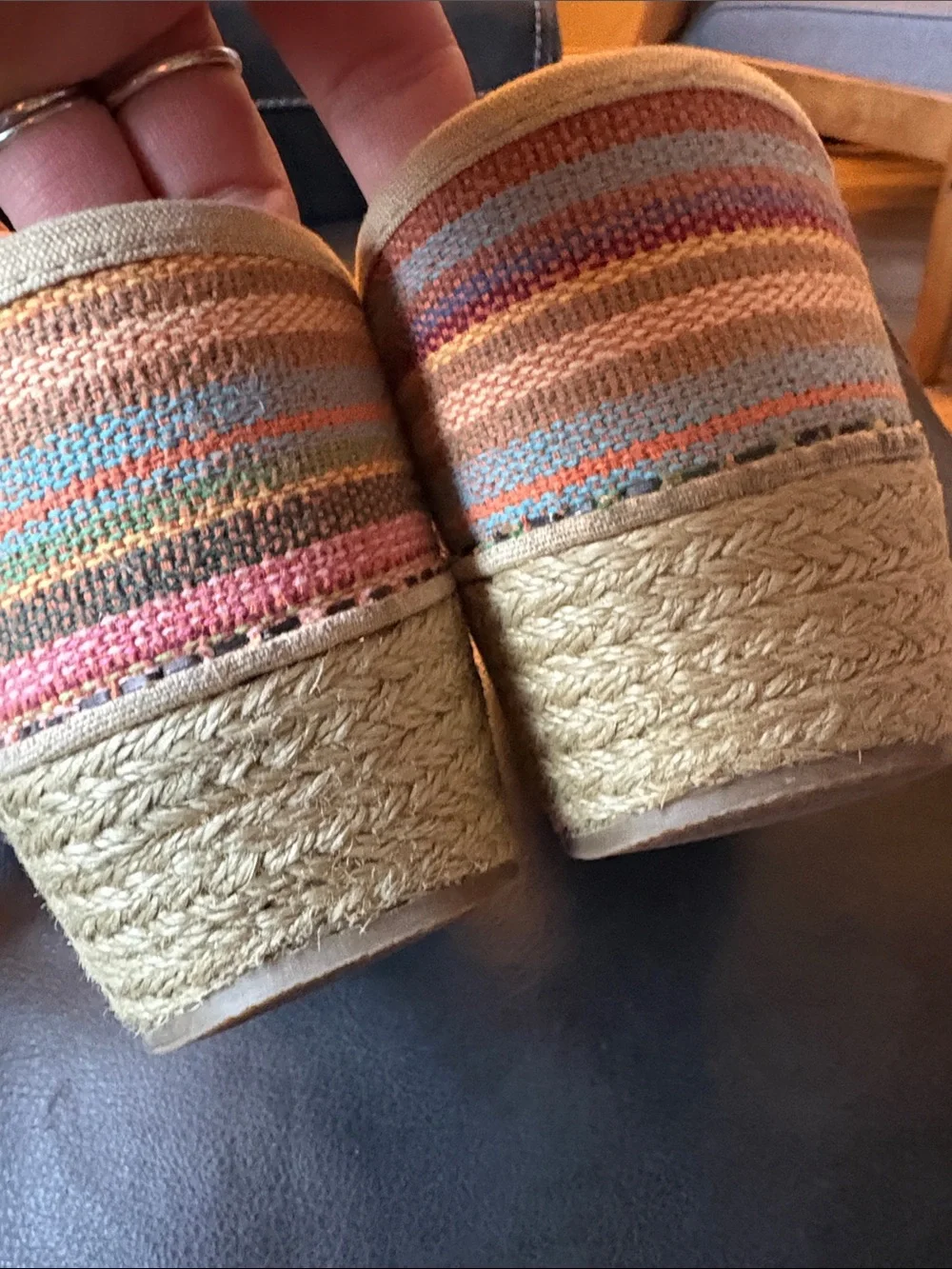 Dansko vegan Pink Orange Blue Striped Slip-Ons espadrille clogs